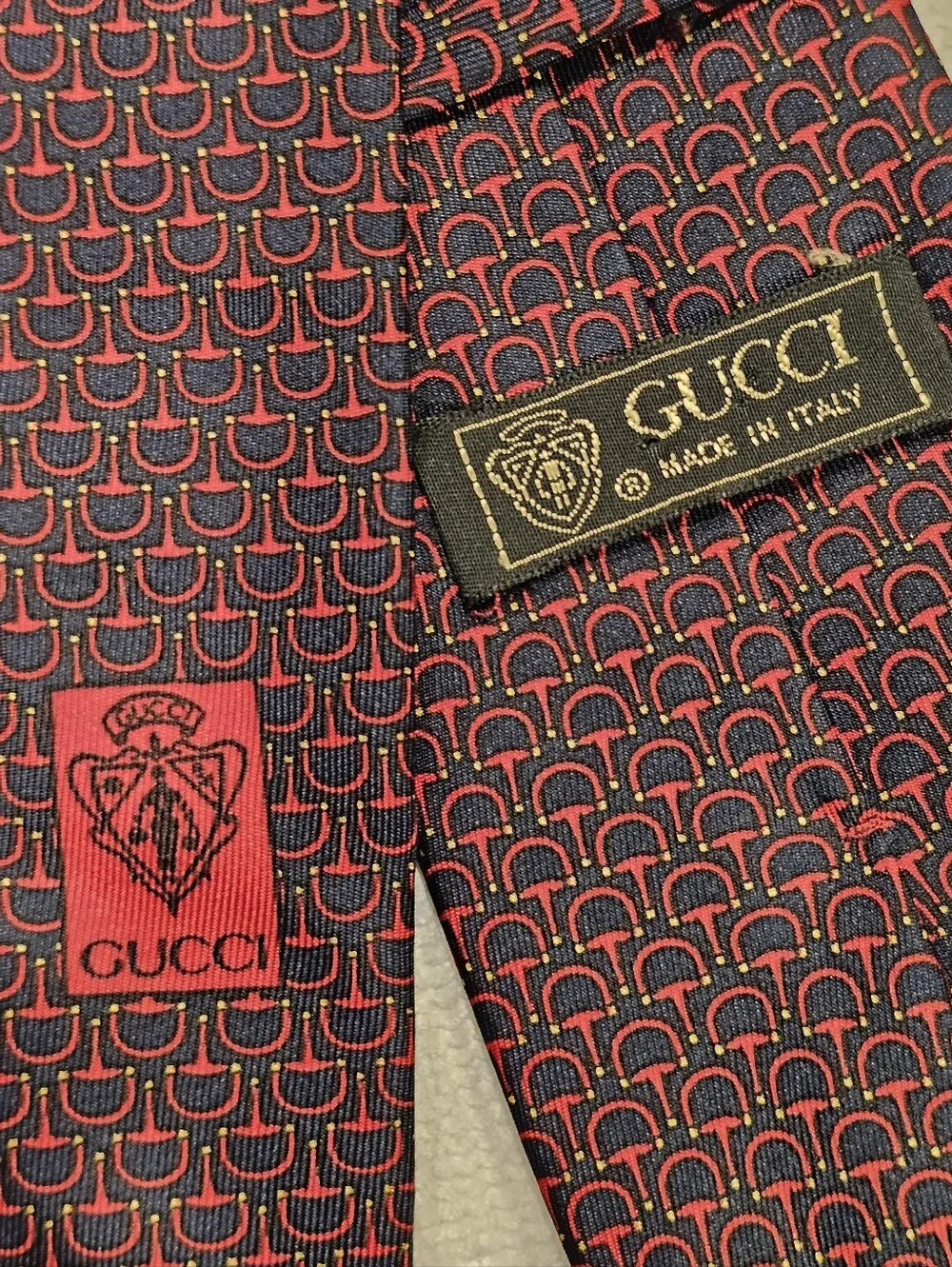 Gucci Vintage Horsebit 100% Silk Tie